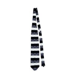 Mosaic Mens Silk Necktie Black White Grey Geometric 3D Pyramid Stripe Handmade